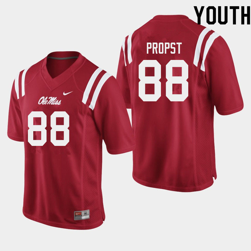 Jack Propst Ole Miss Rebels NCAA Youth Red #88 Stitched Limited College Football Jersey RJL8458LR
